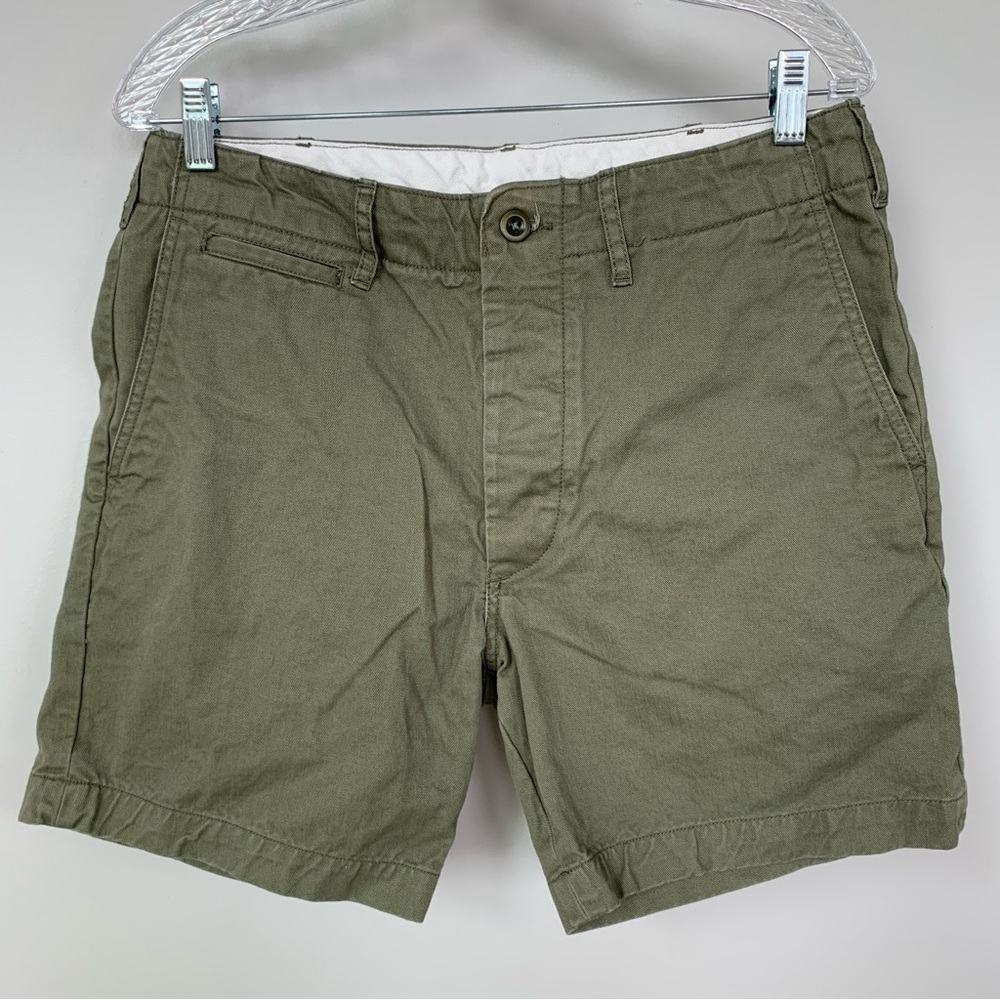 Buck Mason Officer Short Slub Twill Green Shorts Size 32
